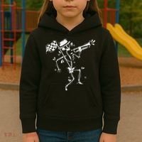 Ska Music Skeleton With Trumpet Jazz Music Style Kids Hoodie thumb 3