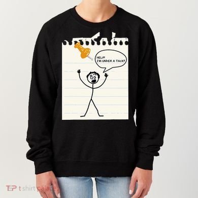 Stick Man Silly Stuff Black Short Sleeve Stick Figure Under A Tack Women's Sweatshirt