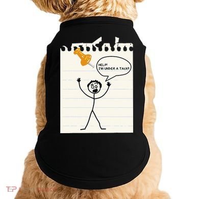 Stick Man Silly Stuff Black Short Sleeve Stick Figure Under A Tack Doggie Tank