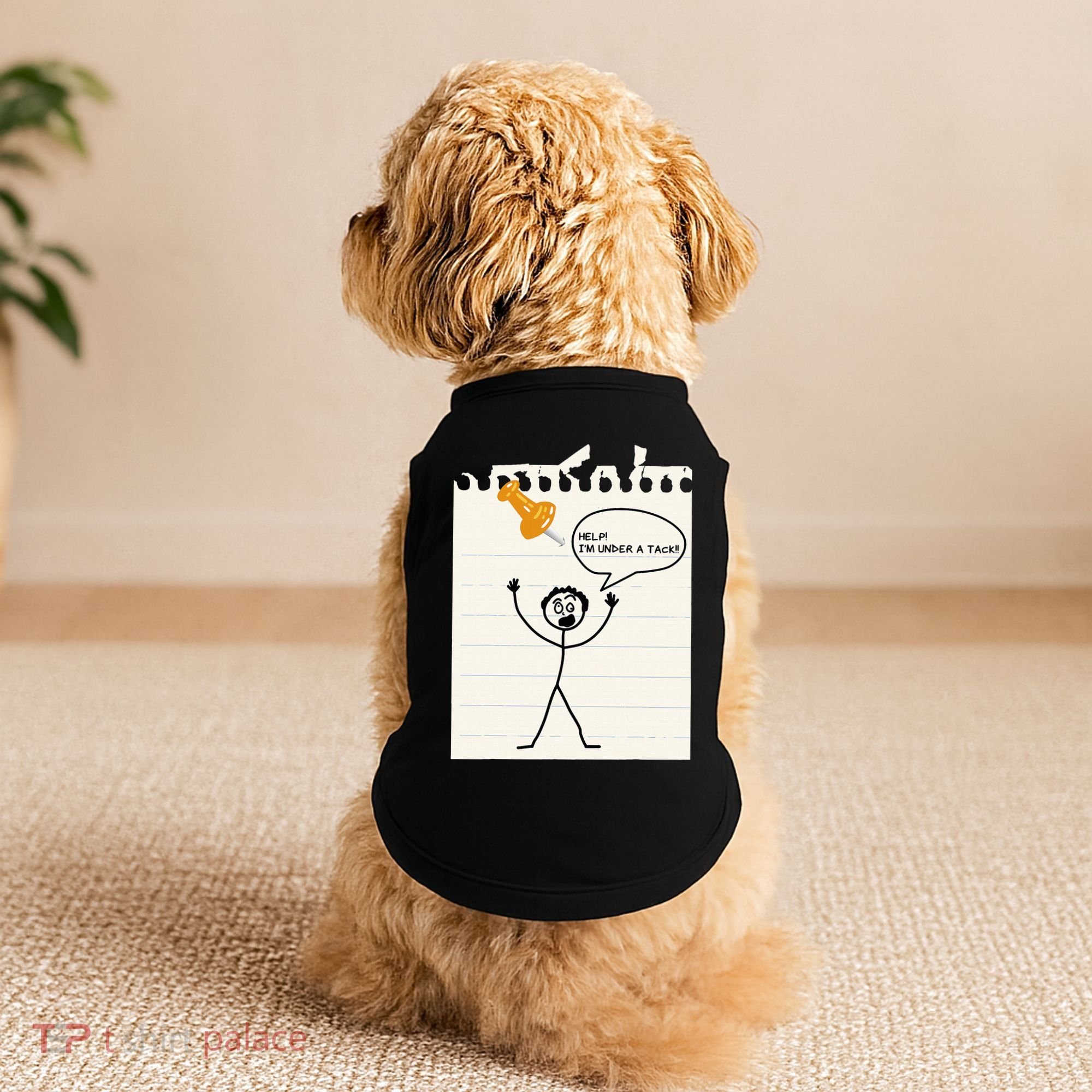 Stick Man Silly Stuff Black Short Sleeve Stick Figure Under A Tack Doggie Tank