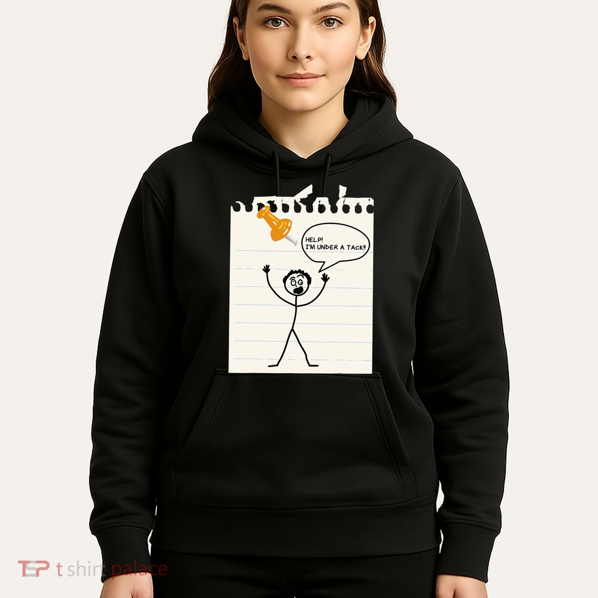 Stick Man Silly Stuff Black Short Sleeve Stick Figure Under A Tack Hoodie