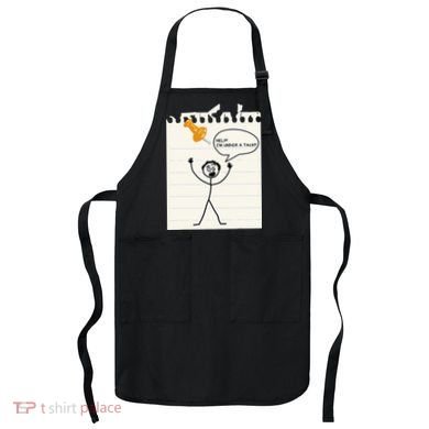 Stick Man Silly Stuff Black Short Sleeve Stick Figure Under A Tack Apron