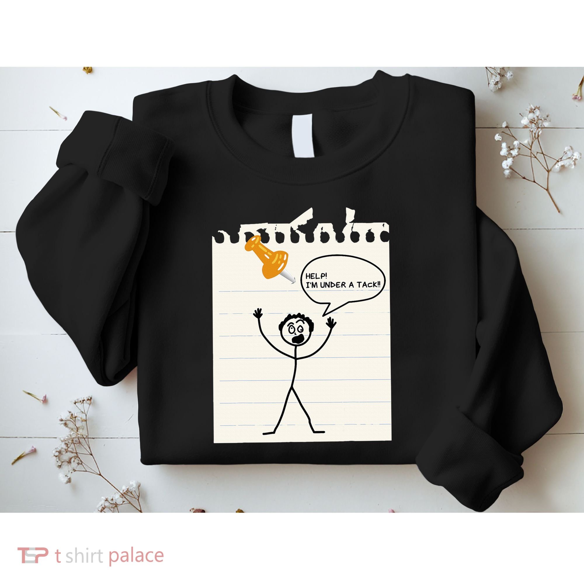 Stick Man Silly Stuff Black Short Sleeve Stick Figure Under A Tack Sweatshirt