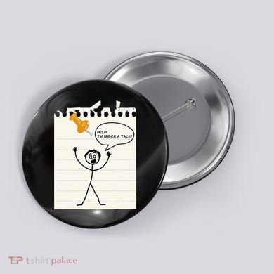 Stick Man Silly Stuff Black Short Sleeve Stick Figure Under A Tack Button