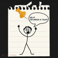 Stick Man Silly Stuff Black Short Sleeve Stick Figure Under A Tack Button thumb 1