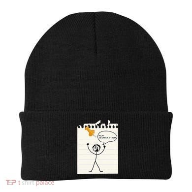 Stick Man Silly Stuff Black Short Sleeve Stick Figure Under A Tack Beanie