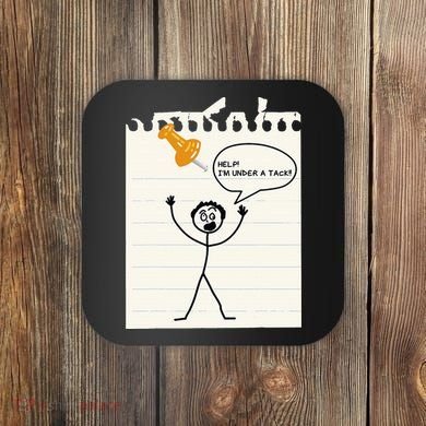 Stick Man Silly Stuff Black Short Sleeve Stick Figure Under A Tack Coaster