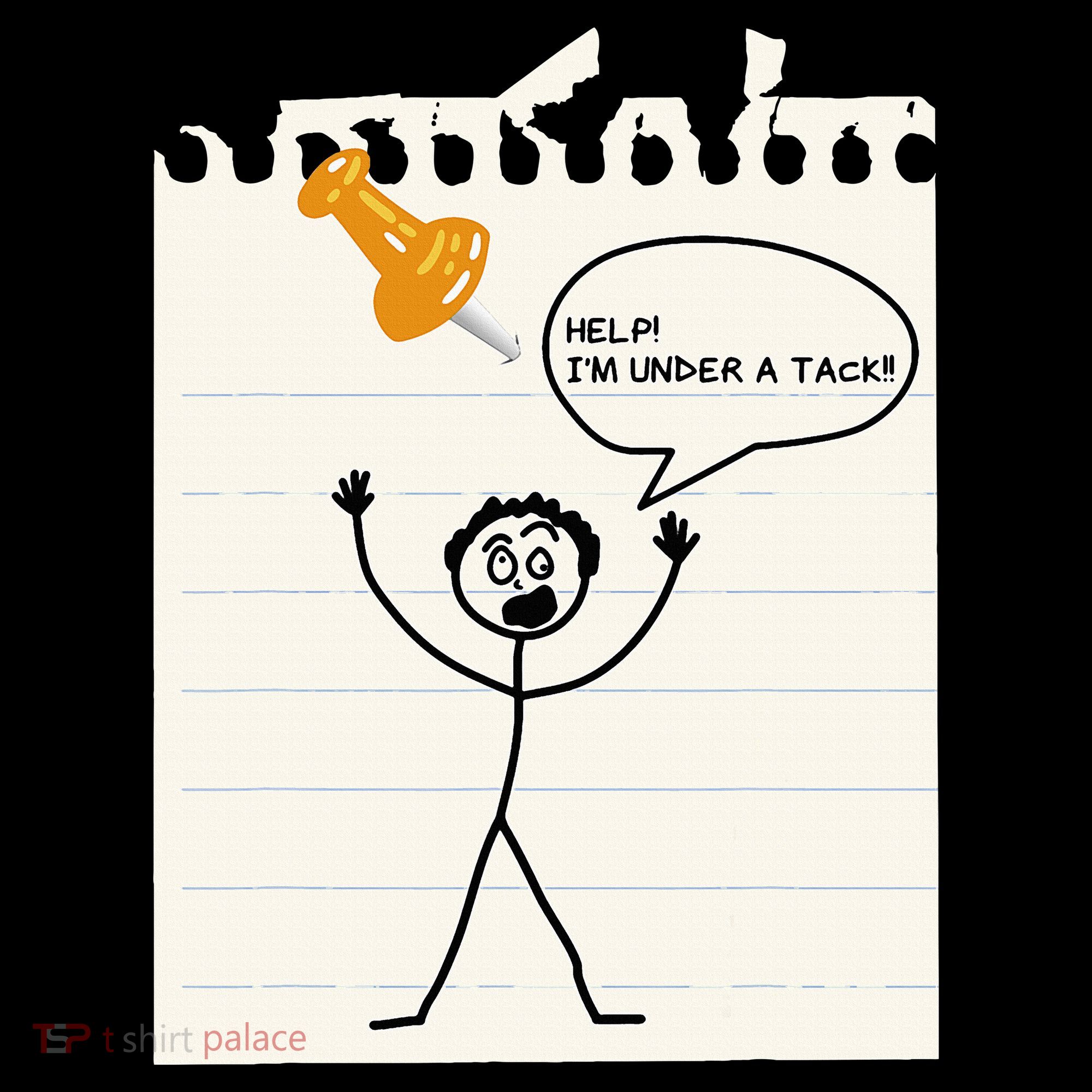 Stick Man Silly Stuff Black Short Sleeve Stick Figure Under A Tack Coaster
