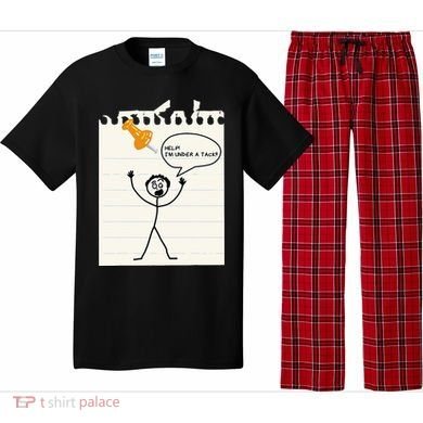 Stick Man Silly Stuff Black Short Sleeve Stick Figure Under A Tack Pajama Set