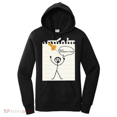 Stick Man Silly Stuff Black Short Sleeve Stick Figure Under A Tack Women's Hoodie