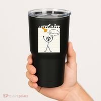 Stick Man Silly Stuff Black Short Sleeve Stick Figure Under A Tack Tumbler thumb 2