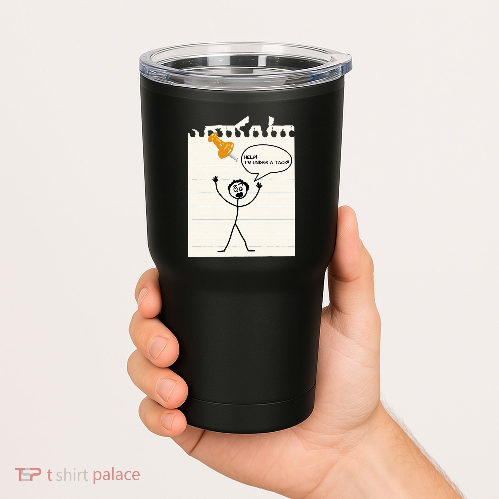 Stick Man Silly Stuff Black Short Sleeve Stick Figure Under A Tack Tumbler