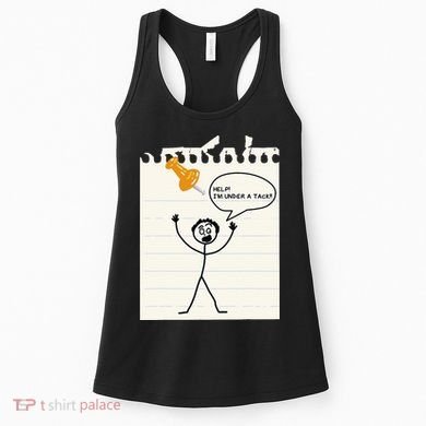 Stick Man Silly Stuff Black Short Sleeve Stick Figure Under A Tack Women's Tank Top