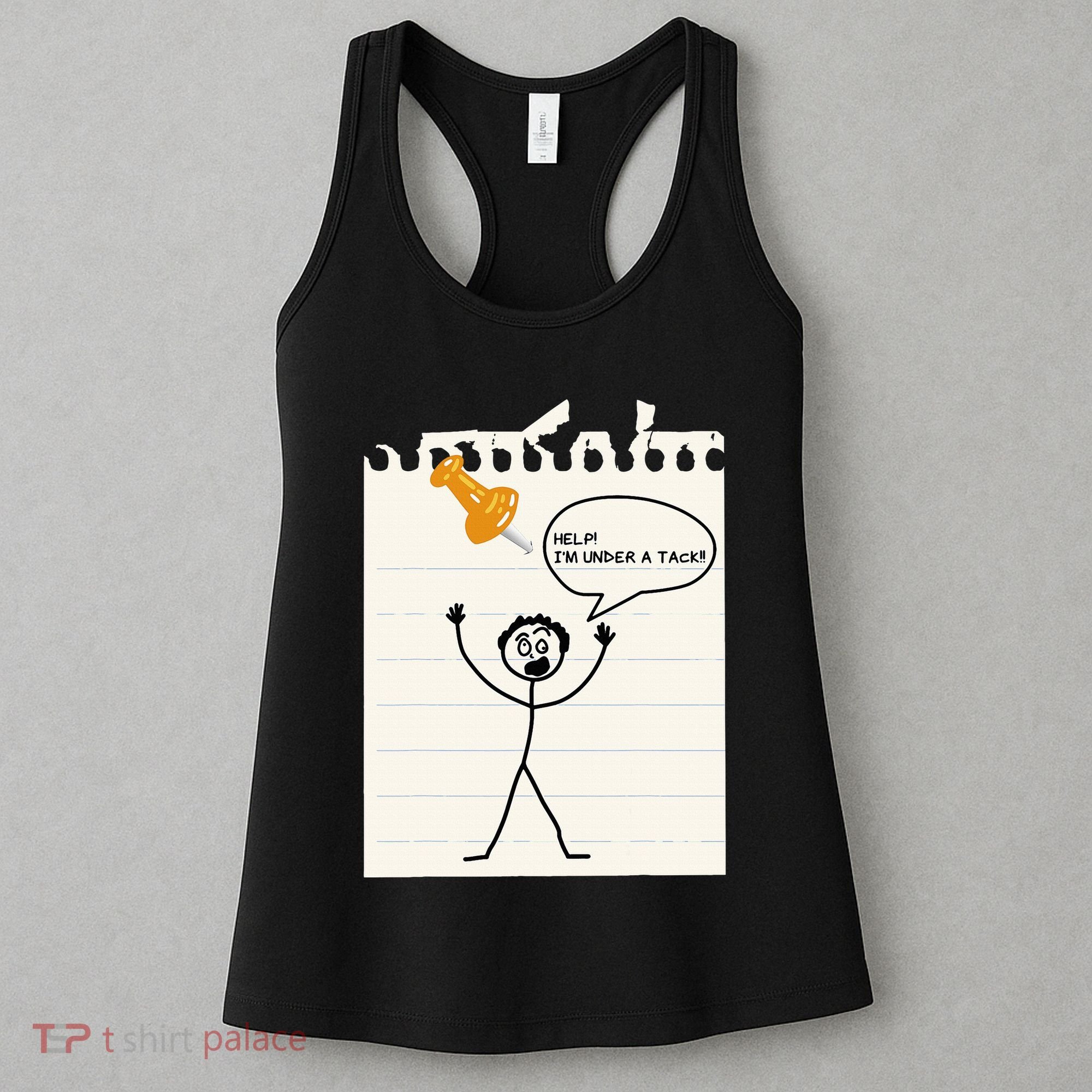Stick Man Silly Stuff Black Short Sleeve Stick Figure Under A Tack Women's Tank Top