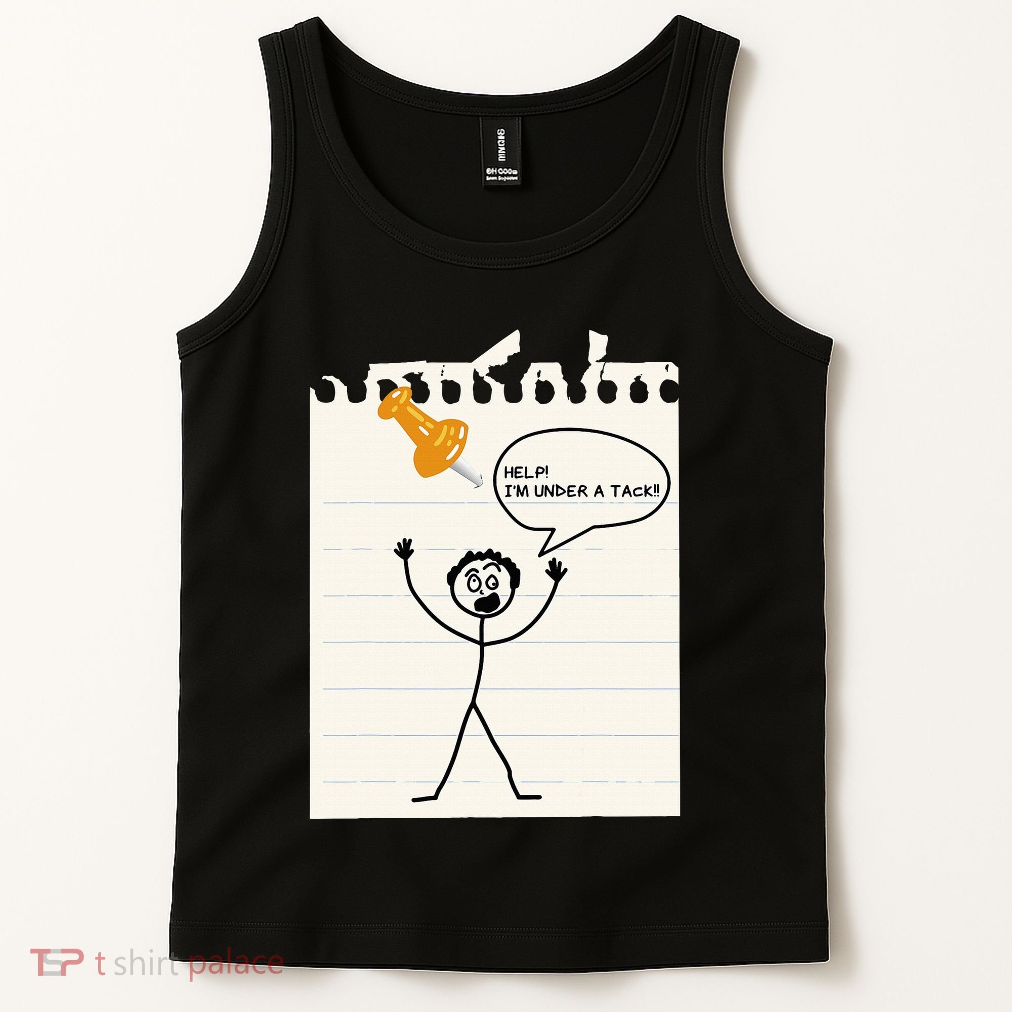 Stick Man Silly Stuff Black Short Sleeve Stick Figure Under A Tack Tank Top