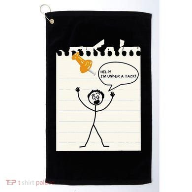 Stick Man Silly Stuff Black Short Sleeve Stick Figure Under A Tack Golf Towel