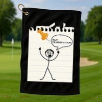 Stick Man Silly Stuff Black Short Sleeve Stick Figure Under A Tack Golf Towel thumb 1