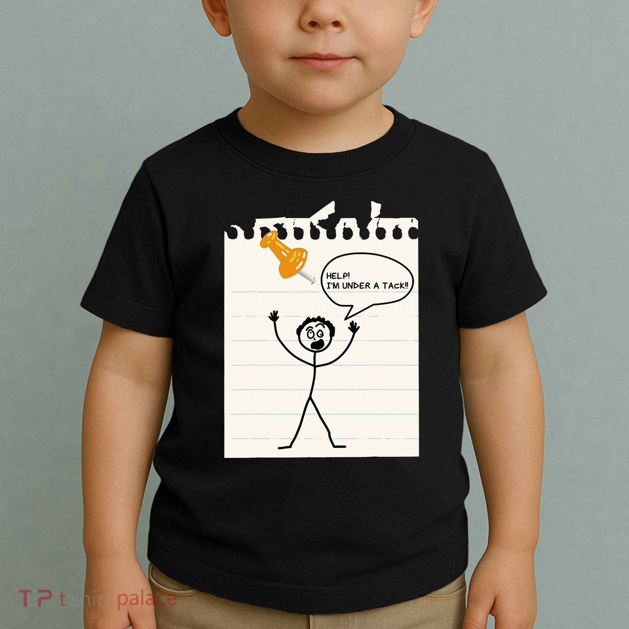 Stick Man Silly Stuff Black Short Sleeve Stick Figure Under A Tack Toddler T-Shirt