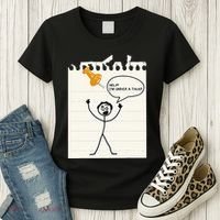 Stick Man Silly Stuff Black Short Sleeve Stick Figure Under A Tack Women's T-Shirt thumb 3