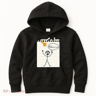Stick Man Silly Stuff Black Short Sleeve Stick Figure Under A Tack Kids Hoodie
