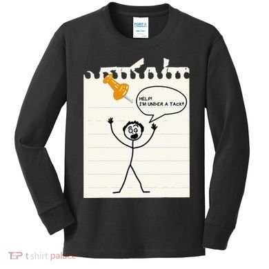 Stick Man Silly Stuff Black Short Sleeve Stick Figure Under A Tack Kids Long Sleeve Shirt