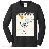 Stick Man Silly Stuff Black Short Sleeve Stick Figure Under A Tack Kids Long Sleeve Shirt thumb 0
