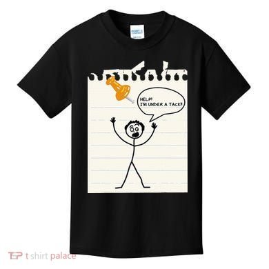 Stick Man Silly Stuff Black Short Sleeve Stick Figure Under A Tack Kids T-Shirt