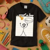 Stick Man Silly Stuff Black Short Sleeve Stick Figure Under A Tack Kids T-Shirt thumb 3