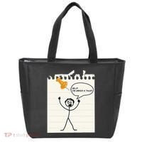 Stick Man Silly Stuff Black Short Sleeve Stick Figure Under A Tack Tote Bag thumb 0