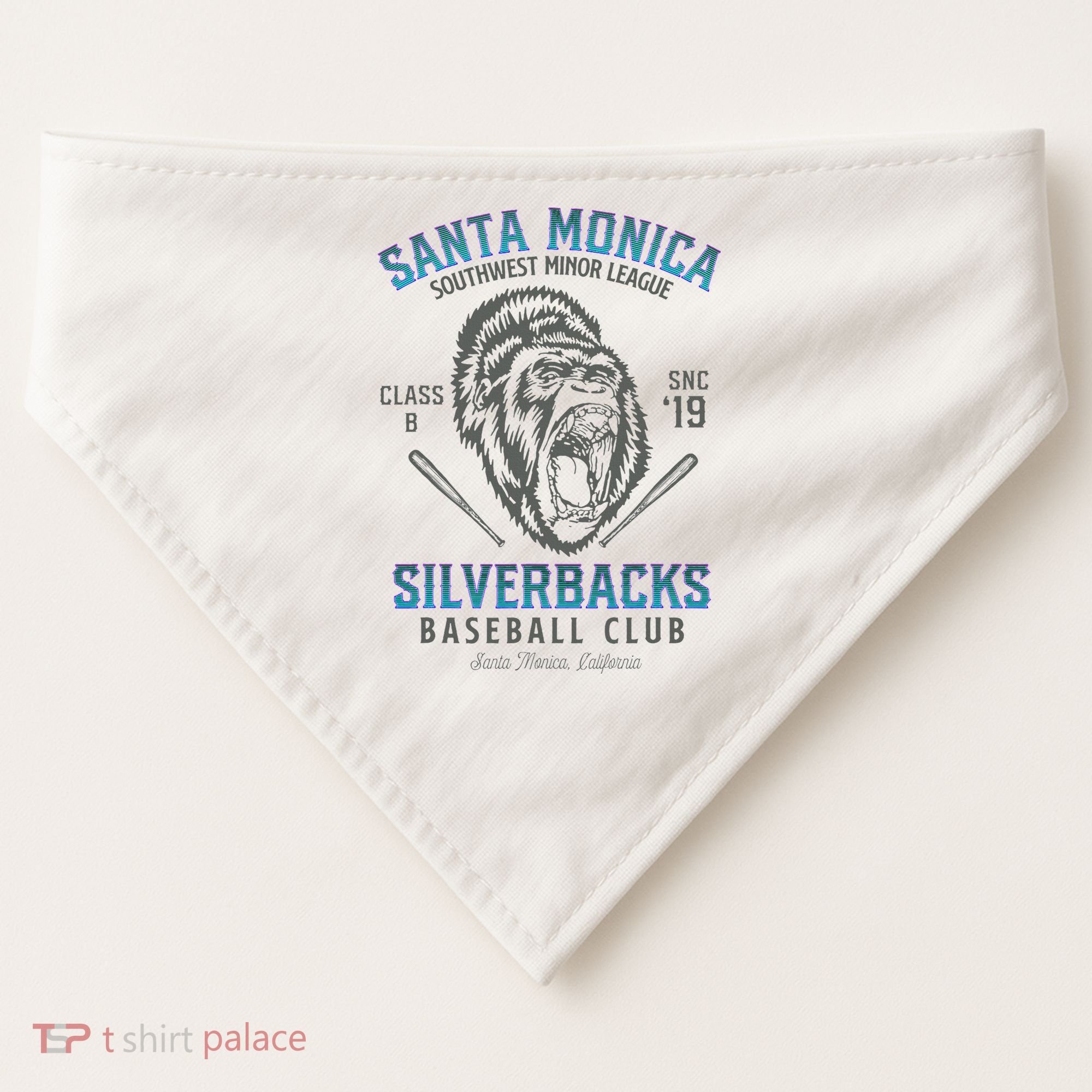 Santa Monica Silverbacks Minor League Retro Baseball Team USA-Made Doggie Bandana
