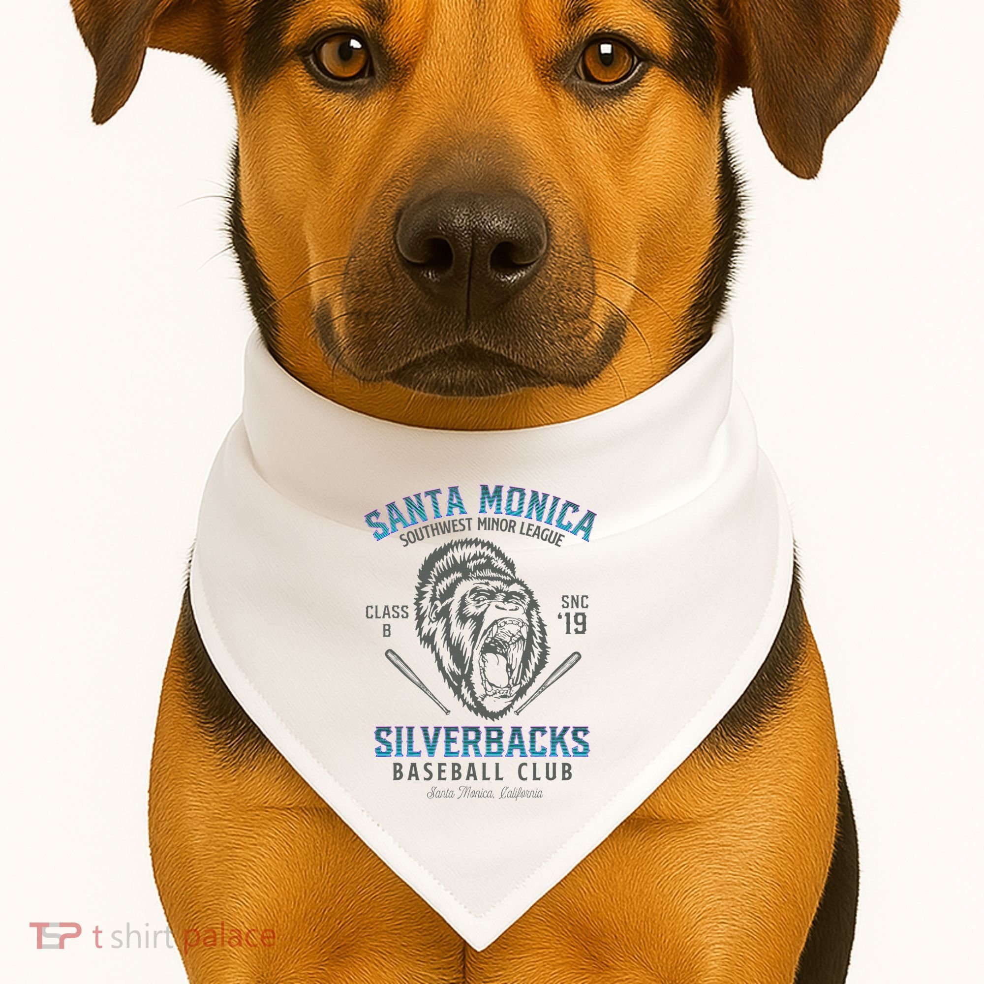 Santa Monica Silverbacks Minor League Retro Baseball Team USA-Made Doggie Bandana