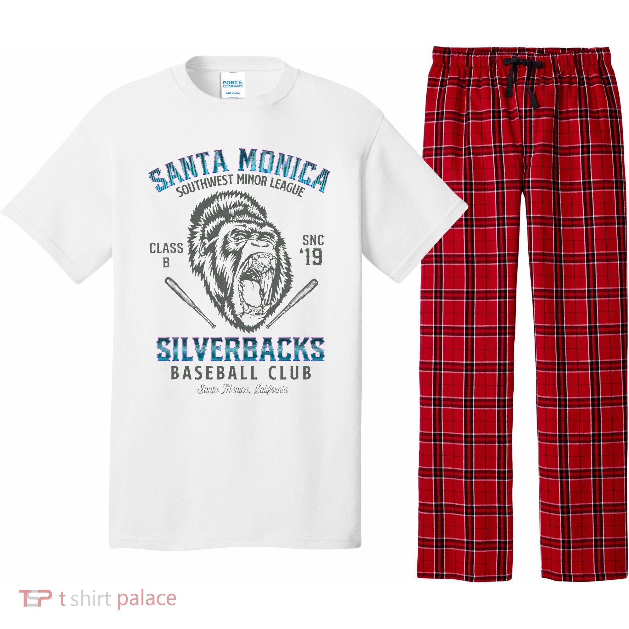 Santa Monica Silverbacks Minor League Retro Baseball Team Pajama Set