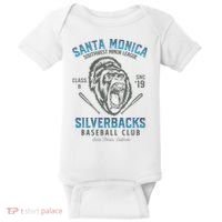 Santa Monica Silverbacks Minor League Retro Baseball Team Baby Bodysuit thumb 0