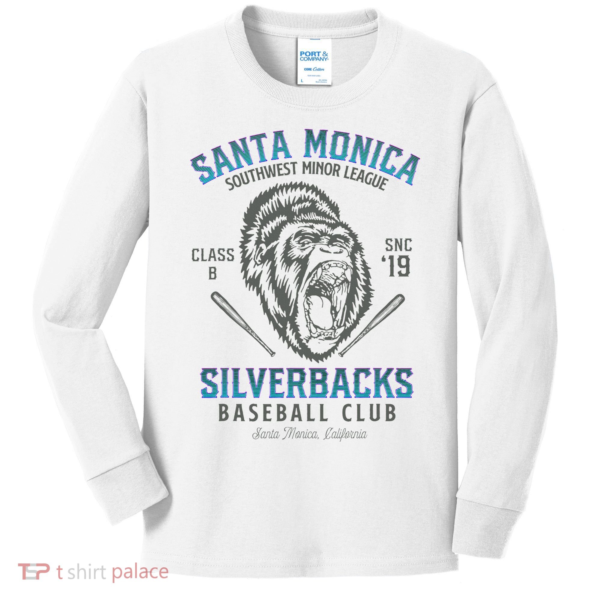 Santa Monica Silverbacks Minor League Retro Baseball Team Kids Long Sleeve Shirt