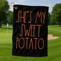 Shes My Sweet Potato I Yam Set Thanksgiving Couple Golf Towel thumb 1
