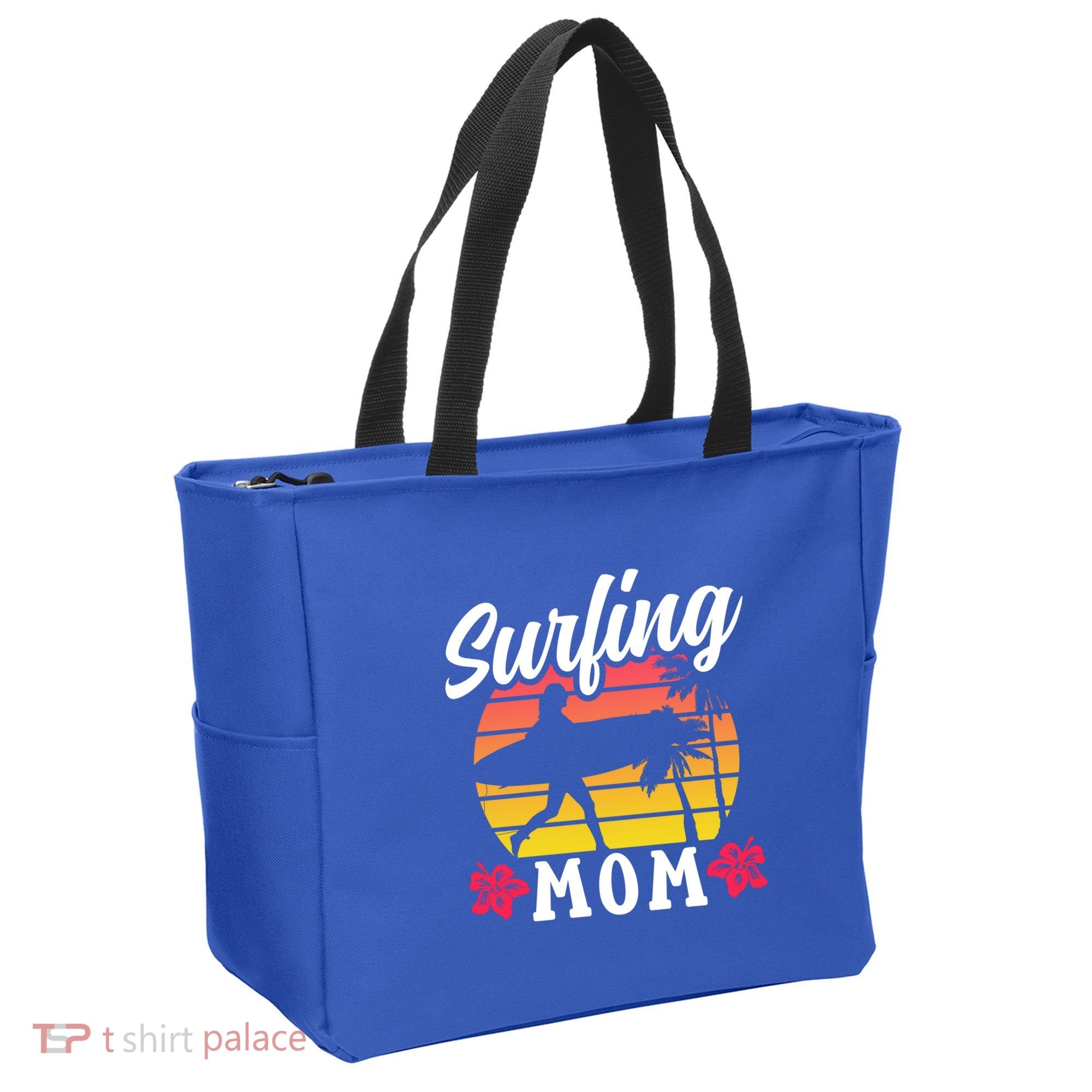 Surfing Mom Sayings Surfboard Surfer Surf Mother Mommy Mama Gift Tote Bag