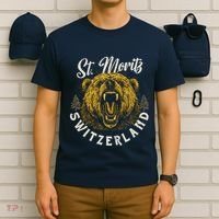 St. Moritz Switzerland Hiking Outdoor Graphic T-Shirt thumb 6