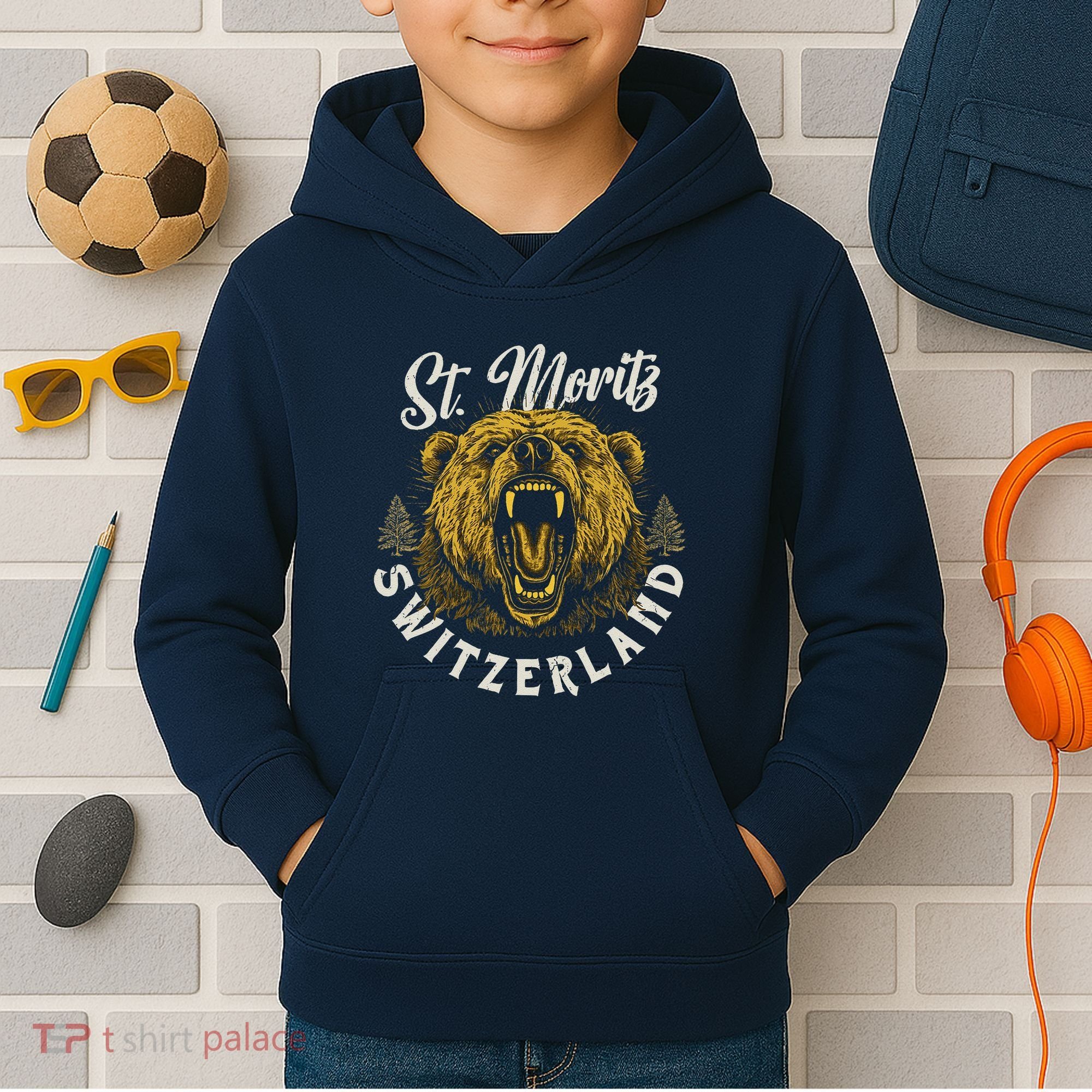 St. Moritz Switzerland Hiking Outdoor Graphic Kids Hoodie