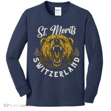 St. Moritz Switzerland Hiking Outdoor Graphic Kids Long Sleeve Shirt