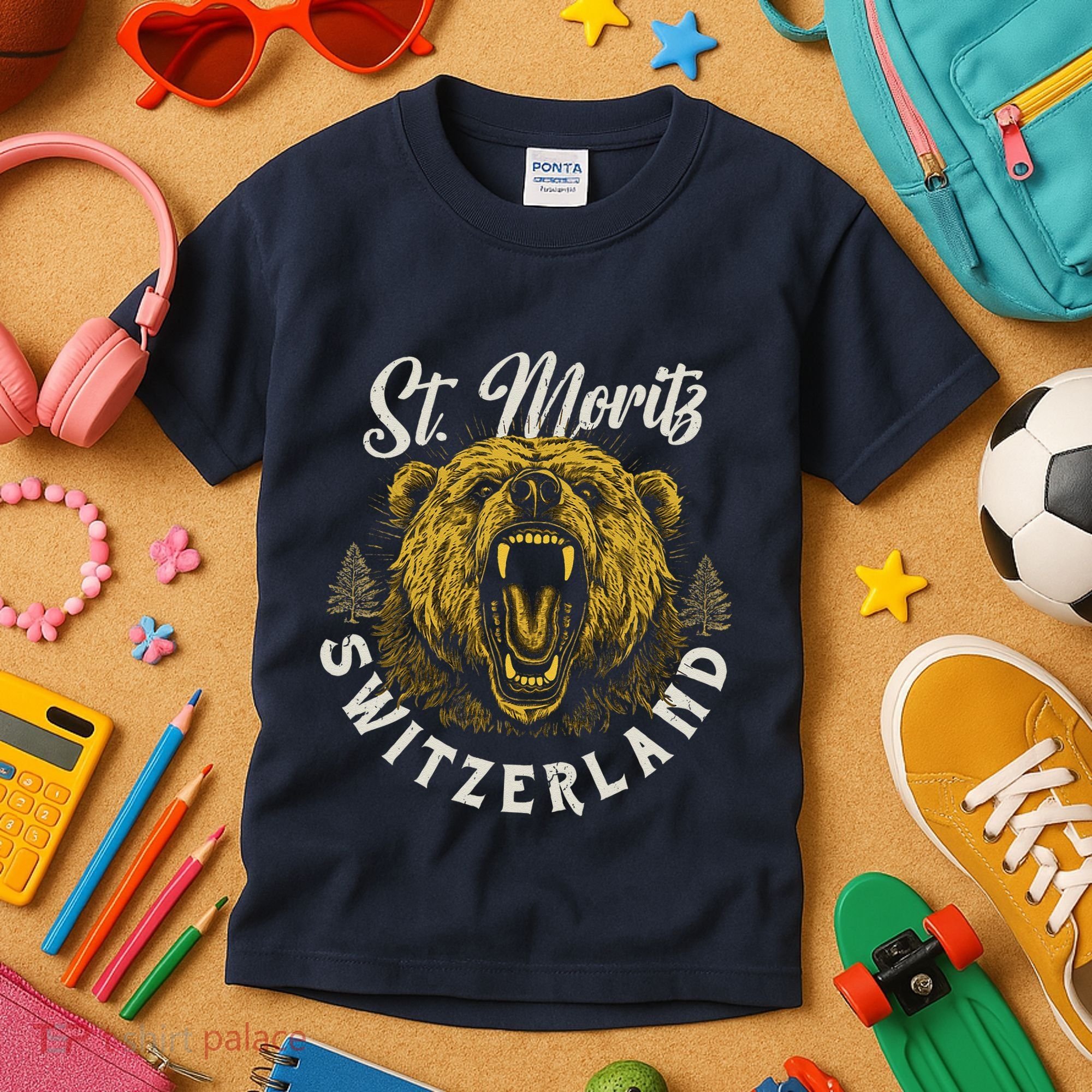 St. Moritz Switzerland Hiking Outdoor Graphic Kids T-Shirt