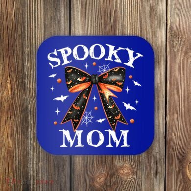Spooky Mama Spooky Mom Retro Spooky Season Mama Halloween Gift Coaster