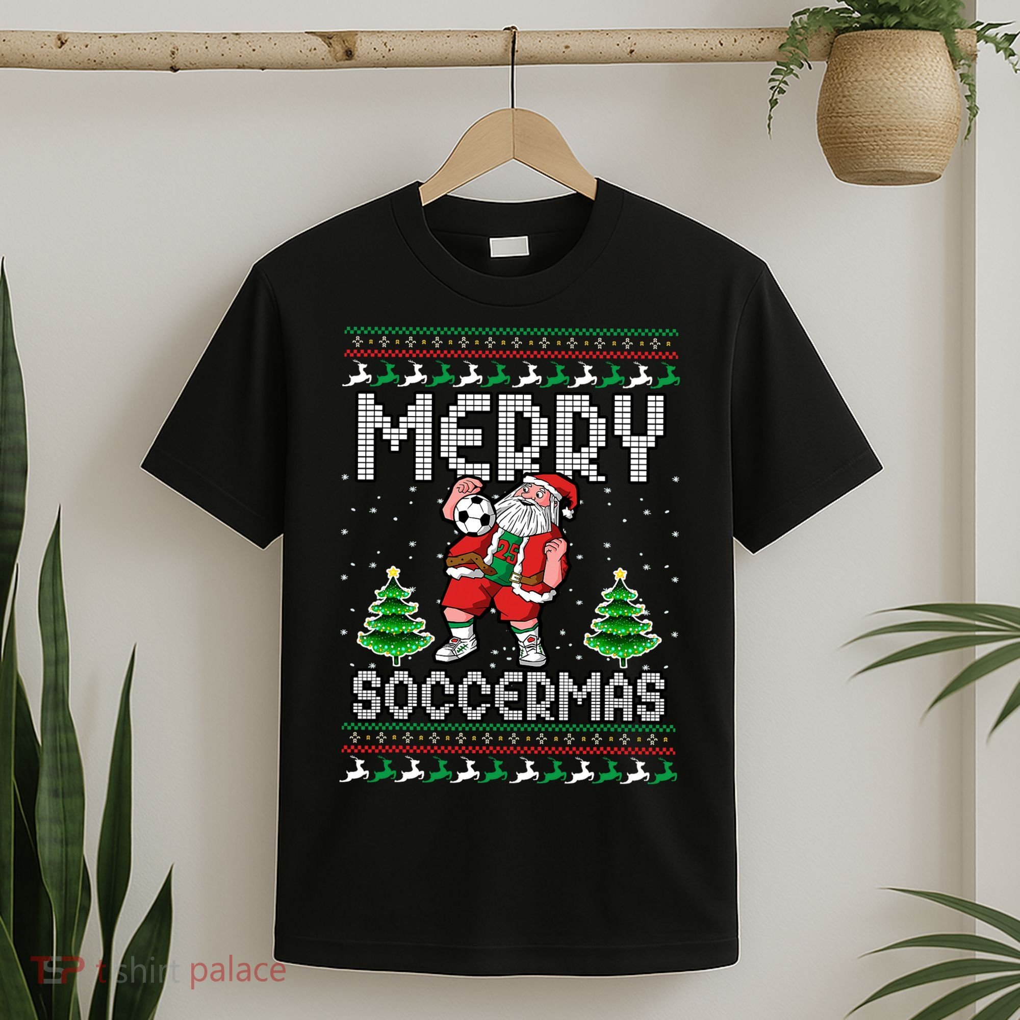 Soccer Merry Soccermas Ugly Christmas Sweater Santa Claus T-Shirt