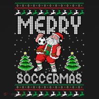 Soccer Merry Soccermas Ugly Christmas Sweater Santa Claus T-Shirt thumb 7