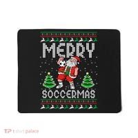 Soccer Merry Soccermas Ugly Christmas Sweater Santa Claus Mousepad thumb 0