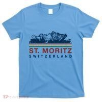 St Moritz Switzerland Retro Skiing Vintage Swiss Gift T-Shirt thumb 0