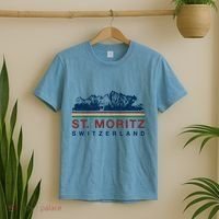 St Moritz Switzerland Retro Skiing Vintage Swiss Gift T-Shirt thumb 2