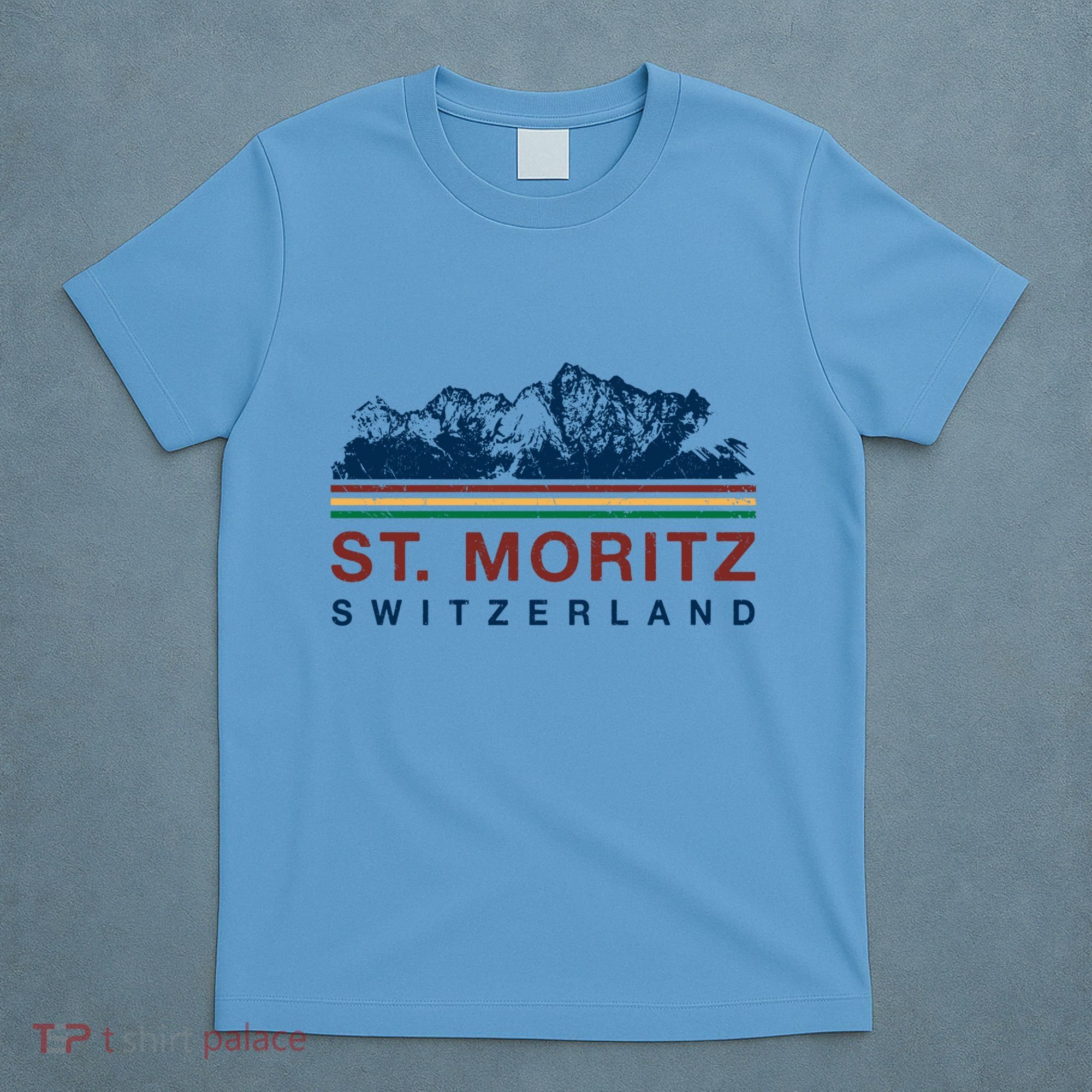 St Moritz Switzerland Retro Skiing Vintage Swiss Gift T-Shirt