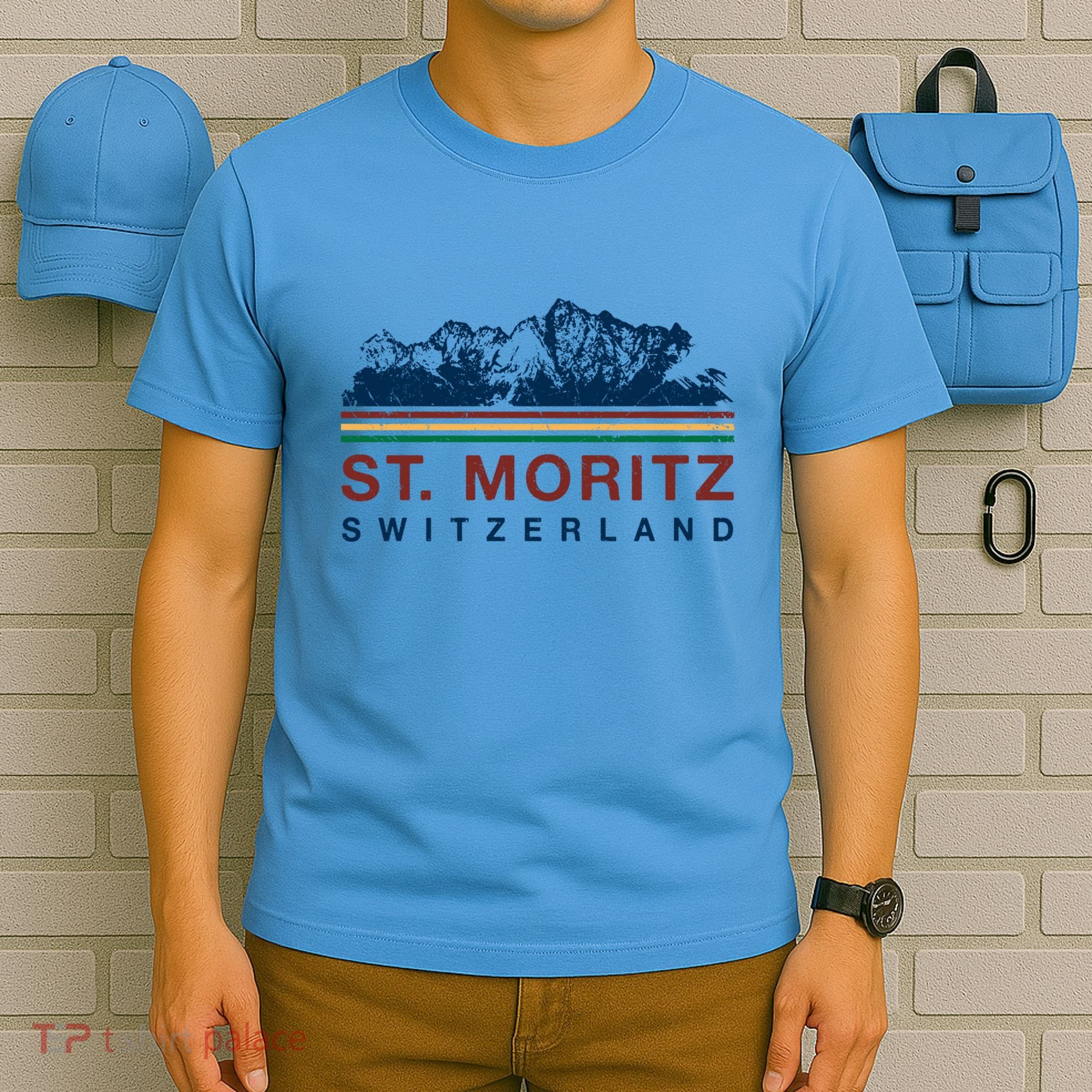 St Moritz Switzerland Retro Skiing Vintage Swiss Gift T-Shirt