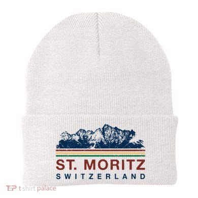 St Moritz Switzerland Retro Skiing Vintage Swiss Gift Beanie