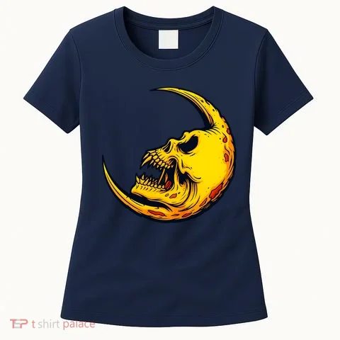 Sickle Moon Skull Women's T-Shirt in the selected color